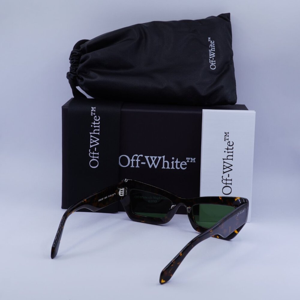 Off-White OERI137 AURORA 6055 Sunglasses Havana Cat Eye Frame, Green Lenses - Picture 11 of 11
